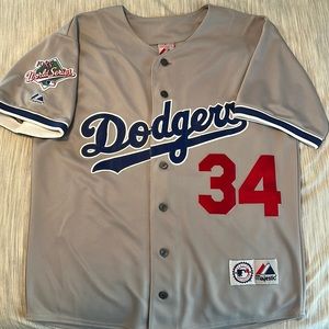 Majestic Los Angeles Dodgers Fernando Valenzuela 1988 World Series Road Jersey
